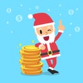 Santa claus with money coin stack