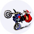 Santa Claus moto Bike Ride vector illustration Royalty Free Stock Photo