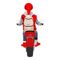 Santa Claus on motorcycle wearing backpack back view isolated vector illustration Royalty Free Stock Photo