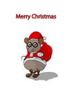 Santa claus mouse carrying a merry christmas bag Royalty Free Stock Photo