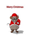 Santa claus mouse carrying a merry christmas bag Royalty Free Stock Photo