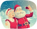 Santa Claus and Mrs. Claus Taking a Photo Together