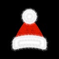 Santa Claus New Years hat. Red with white trim and pompom. Grunge texture. Royalty Free Stock Photo