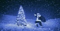 Santa Claus Night Christmas Season Snowing Concept