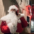 Santa Claus in the night Tattoo neon lights Royalty Free Stock Photo
