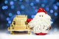 Santa Claus with old retro wooden car Royalty Free Stock Photo