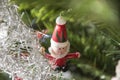 Santa claus ornament hanging on christmas tree. Beautiful close Royalty Free Stock Photo