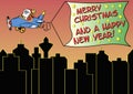 Santa claus over the city