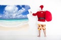 Santa claus painting vacation concept on wall Royalty Free Stock Photo