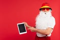 Santa claus in panama and sunglasses Royalty Free Stock Photo