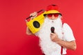 Santa claus in panama and sunglasses Royalty Free Stock Photo