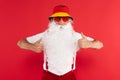 Santa claus in panama and sunglasses Royalty Free Stock Photo