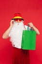 Santa claus in panama and sunglasses Royalty Free Stock Photo