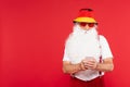 Santa claus in panama and sunglasses Royalty Free Stock Photo