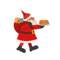 Santa Claus and pancakes isolated flat vector icon