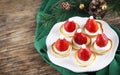 Santa Claus pancakes with whipped cream and strawberries, Christmas food idea