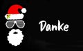 Santa Claus Paper Mask, Black Background, Danke Means Thank You