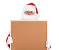 Santa claus and part of empty bulletin board