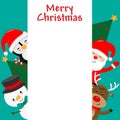 Santa Claus, penguin, reindeer and snowman Royalty Free Stock Photo