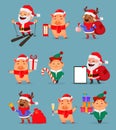 Santa Claus, piggy, Santa helper Elf and deer Royalty Free Stock Photo