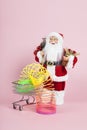 Santa Claus pink shopping trolley with rainbow