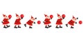 Santa Claus play bowling seamless border pattern