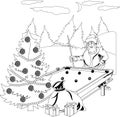 Santa Claus playing billiards Royalty Free Stock Photo