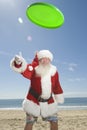 Santa Claus Playing With Flying Disc Royalty Free Stock Photo