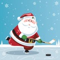 Santa Claus playing hockey