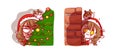 Santa Claus playing peekaboo isolated on Merry Christmas background with characters design