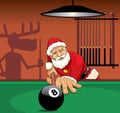 Santa Claus playing pool Royalty Free Stock Photo