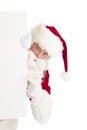 Santa Claus Pointing At Blank Sign Royalty Free Stock Photo