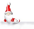 Santa Claus pointing to white banner Royalty Free Stock Photo