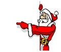 Santa Claus points from around corner Royalty Free Stock Photo