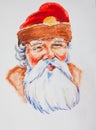 Santa Claus portrait - drawn watercolor artistic illustration