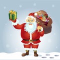 Santa Claus present something standing vector illustration