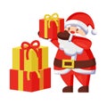 Santa Claus and Presents Icon Vector Illustration Royalty Free Stock Photo