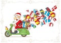 Santa Claus with Presents on Scooter Vector Cartoon