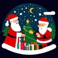 Santa Claus with presents, vector illustration. Merry Christmas and Happy New Year. generative AI Royalty Free Stock Photo