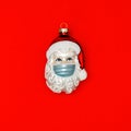 Santa Claus protective face mask Christmas ornament Coronavirus Royalty Free Stock Photo