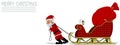 Santa Claus is pulling his sleigh on transparent background Royalty Free Stock Photo