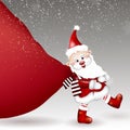 Santa Claus pulling huge bag of gifts Royalty Free Stock Photo