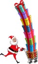 Santa Claus Pushing Cart Stack Gifts Isolated Royalty Free Stock Photo