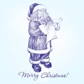 Santa Claus reading a letter hand drawn vector