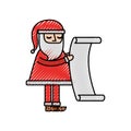 santa claus reading a long list of gifts Royalty Free Stock Photo