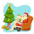 Santa Claus reading wish list for Christmas Royalty Free Stock Photo