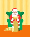 Santa Claus reads Naughty or Nice Kids List Royalty Free Stock Photo