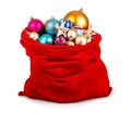 Santa Claus red bag with Christmas toys isolated on white background. File contains a path to isolation Royalty Free Stock Photo