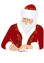 Santa Claus in a red caftan writes a letter