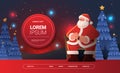 santa claus in red costume and hat sitting in armchair christmas eve holiday happy new year celebration template